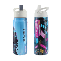 Gobelet en acier inoxydable de 24 oz et 32 oz à double paroi, bouteille de sport sous vide, design gravé par transfert d'air, isolation thermique pour boissons chaudes et froides