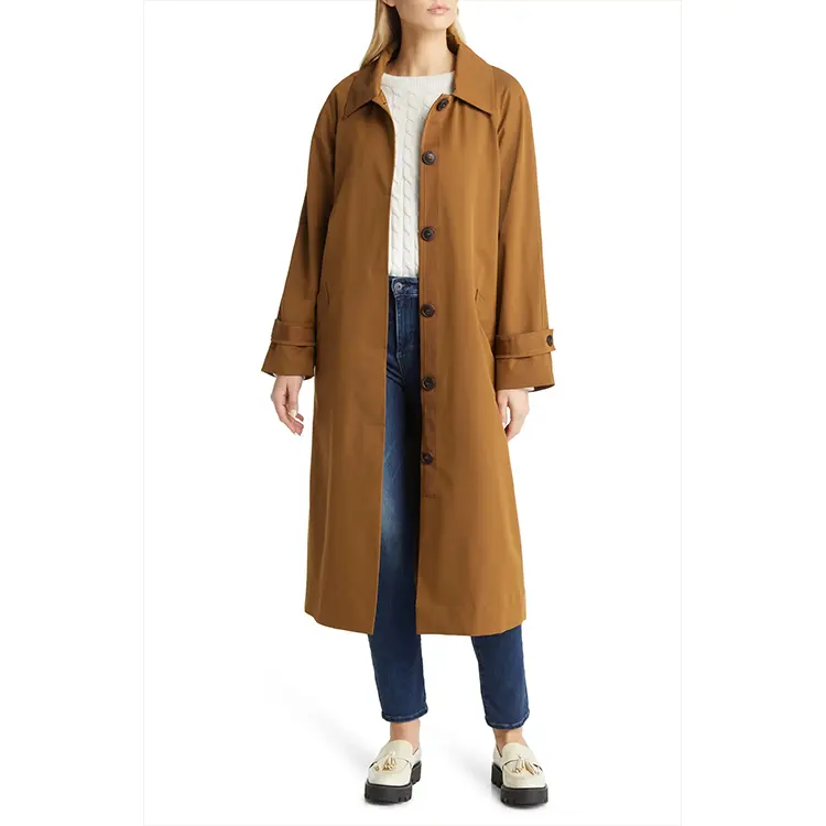 Trench-coat Long en polyester pour femme, coupe-vent tendance