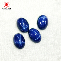 Redleaf Wholesale, pierres précieuses synthétiques en saphir rouge étoile, taille cabochon ronde plate, 5 mm-10 mm, rouge rose, bleu, corindon synthétique