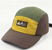 Casquette de baseball vintage 5 panneaux - Casquette Dad Hat patchwork color block avec patch brodé, ajustable, pour l'extérieur et le streetwear