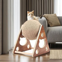 Torre para Gatos con Poste Rascador, Plataforma de Salto, Estructura de Escalada, Mueble de Juego, Bola Rascadora para Gatos, Sisal y Madera Maciza