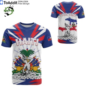 Maglietta a Maniche Corte <span class=keywords><strong>con</strong></span> Bandiera Haitiana Stampata, Logo Personalizzato, Abbigliamento Sportivo per Calcio - Product Image 3