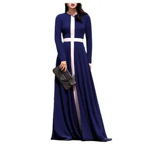 Factory Cheap Price Indian Dresses Elegant Swing Color block Maxi Dress Designs For Ladies