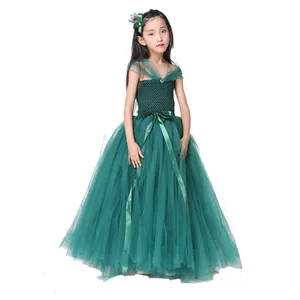 New Style Girls Green Elves Formal Dress Teal Kids Flower Wedding Dresses For Photography