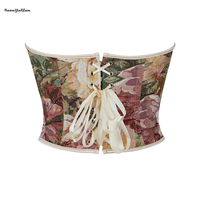Femmes rétro gothique Corselet Lingerie Bustier 12 arêtes de poisson pris en charge sans bretelles plaine Corset contrôle ferme grande taille Shapewear