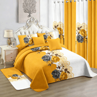 Ensemble de literie rayé 12 pièces avec rideaux assortis, drap de lit floral taille King avec taie d'oreiller pour chambre à coucher