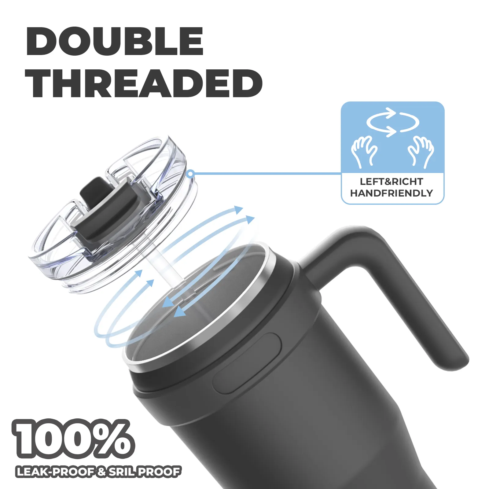New Stainless Steel 40 Oz Car Cup Large Capacity Vacuum Insulation Cup Mug Portable 40oz Tumbler with Handle and Straw Lid