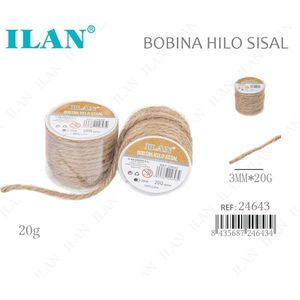Cordel de Sisal Ilan en Bobina de 3 mm, 20 g, Hilo de Fibra Natural para Manualidades - Product Image 1