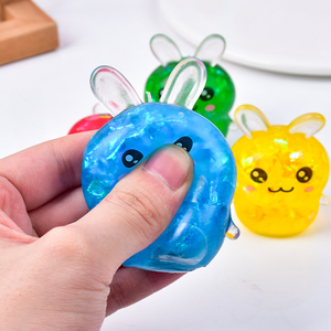 Jouet anti-stress en forme de petit lapin à rayures, rembourré de maltose, en plastique, pour soulager la pression des doigts, pour garçons et filles - Product Image 4