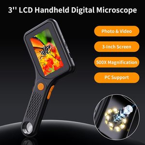 Microscopio Digital para Adultos 500X Microscopio USB de Bolsillo Portátil Pantalla HD Lupa de Moneda Portátil con 8 LED Ajustables y 3 Pulgadas - Product Image 3