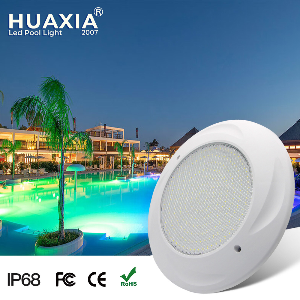 Huaxia Patent Slim Flat Pool Light Surface Mounted IP68 18W RGBW 12V Underwater LED Lamp Piscina