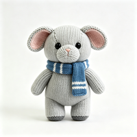 Jouet en peluche souris tricotée de haute qualité, vente en gros de jouets en peluche animaux tricotés, souris en peluche tricotée en gros