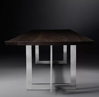 Table rectangulaire simple en bois avec support en métal Table à manger en bois massif Tables à manger pour usage domestique Meubles personnalisables