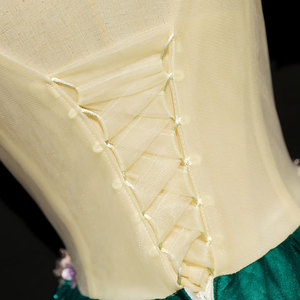 Green Long Stage Performance Dress For Women Polyester Folk Song Solo Outfit Adult Size Plus Slimming Design - Product Image 4