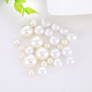 Perles rondes à trou unique, blanc cassé, blanc pur, effet brillant, pour bijoux DIY, accessoires pour cheveux, vente en gros - Product Image 4
