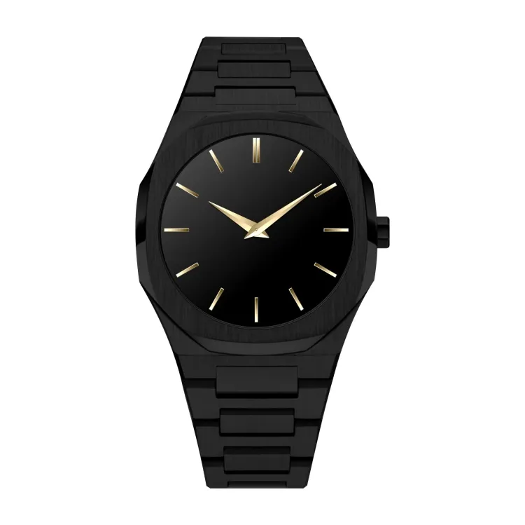 OEM ODM High Quality Black Stainless Steel Custom Waterproof Casual Quartz Watch for Men and Women
