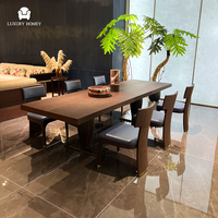 Ensemble de table à manger en bois massif sur mesure de l'usine de Foshan, 6 places, chaises de salle à manger de luxe, ensemble de 6 chaises de luxe pour villa, hôtel, projet