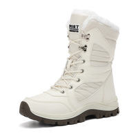 Bottes de neige montantes imperméables pour femme, chaudes et épaisses, pour la randonnée en extérieur, chaussures en coton, baskets