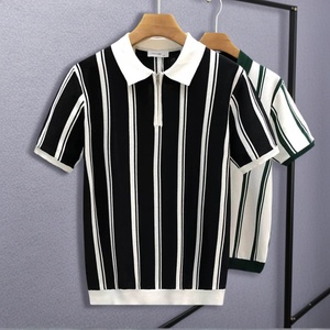 Polo de punto de verano de alta calidad 2025 para hombre, camisa de manga corta, Jersey informal con cuello en V y solapa, camisas Polo de algodón para hombre - Product Image 2