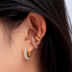 <span class=keywords><strong>Orecchini</strong></span> a Polsino Minos Luxury con Zirconi, Eleganti <span class=keywords><strong>Orecchini</strong></span> in Acciaio Inossidabile Placcato Oro 18k, Gioielli per Donne, Idea Regalo - Product Image 2