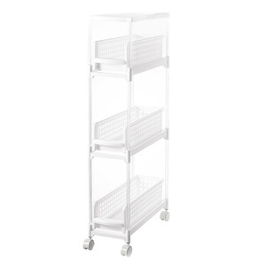 <b>White</b> 3 Tier Storage Rack With Wheels For Kitchen Organization And Home Use - Product Image 5