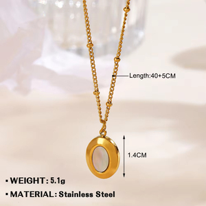 <span class=keywords><strong>Collana</strong></span> con Ciondolo in Pietra Naturale Amazonite Geometrica alla Moda per Donna, Placcata in Oro 18K con Catena Figaro in Acciaio Inossidabile - Product Image 2