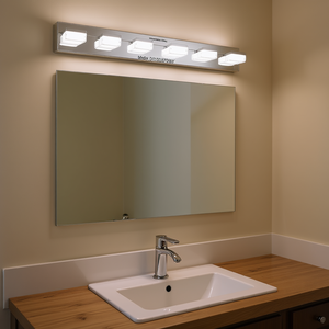 Lampe murale moderne à 6 lumières LED chromées pour miroir de salle de bain, modèle D0100XFPX6Y - Product Image 2