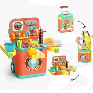 Mode Pretend Play Plastic Kids Mini Multifunktion koffer Set BBQ Tool Set Küchen spielzeug für Kinder