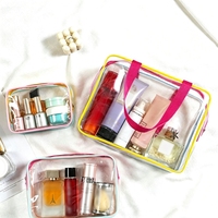 Sac de voyage transparent en PVC EVA personnalisable, imperméable, grande capacité, avec fermeture éclair, pour cosmétiques, articles de toilette, lotion, mascara pour femmes