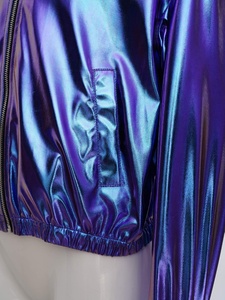 Chaqueta Metálica con Capucha para Niñas, con Cierre, Iridiscente, Holográfica, Cortavientos, Conjunto de Disfraz de Baile Urbano para Niñas con Pantalones Cortos, Personalizado - Product Image 4
