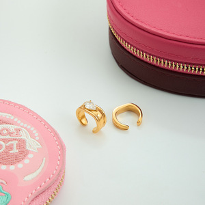 <b>Clip</b>-on Earrings 18K Gold Stainless Steel Teardrop Zircon Everyday Wear - Product Image 4