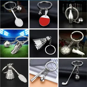 Creative 3D Simulation Mini Badminton Bowling Tennis Table Tennis Golf Key Chain Pendant Spot Batch