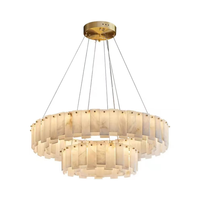 Lustre moderne minimaliste en cuivre, design de créateur, avec abat-jour en albâtre espagnol naturel, lampe de luxe pour salon, salle à manger, chambre, bar, comptoir