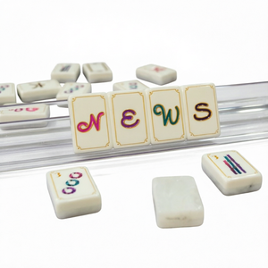 Fichas de Mahjong Americanas de Acrílico, 3 Capas, Azules, 1.4 x 1 x 0.6 Pulgadas, Juego de Entretenimiento Personalizado - Product Image 1