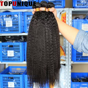 Mèches de cheveux humains <span class=keywords><strong>Kinky</strong></span> <span class=keywords><strong>Straight</strong></span> Yaki pour usage en salon avec closure, cheveux vierges vietnamiens bruts 100 % non traités, directement de l'usine - Product Image 3