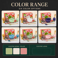 Ensemble Matcha Sakura personnalisé en usine, 8 pièces, bol en céramique, fouet, cuillère, tamis, kit cadeau pour cérémonie du thé