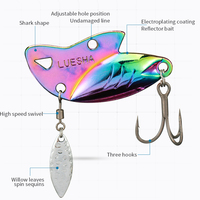 Metall-VIB-Angelköder mit bedruckter Rückseite, Spinnerblatt, lippenloser vibrierender Jig-Köder für Barsch, Brassen, Süß-/Salzwasser, Fluss/See