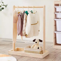 Natürliche Massivholz Kinder Kleidung Garderobe für Kinder Hängende Stoff Dress Up Frame Kinder Mantel Boden stehende Garderobe