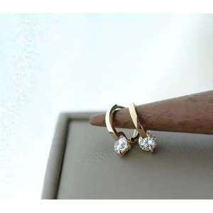 Pendientes de Aro Elegantes al por Mayor, Oro de 9K, Diseño Minimalista, Joyería para Fiestas, Unisex - Product Image 4