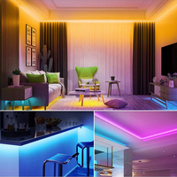 Kit complet de bande LED flexible RGB 5 mètres en PVC étanche IP65/IP20 5050 SMD5050 pour télécommande, idéal pour la décoration de pièce