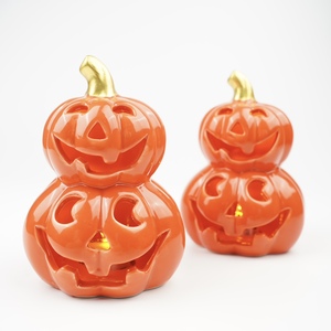 Lanterne citrouille LED en céramique classique personnalisée, couleur personnalisée en relief, best-seller 2025, pour Halloween et Thanksgiving - Product Image 3
