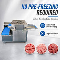Machine à découper les cubes de kebab de grande capacité |   Trancheuse électrique automatique en acier inoxydable pour viande fraîche avec moteur 2,2 kW 600 kg/h