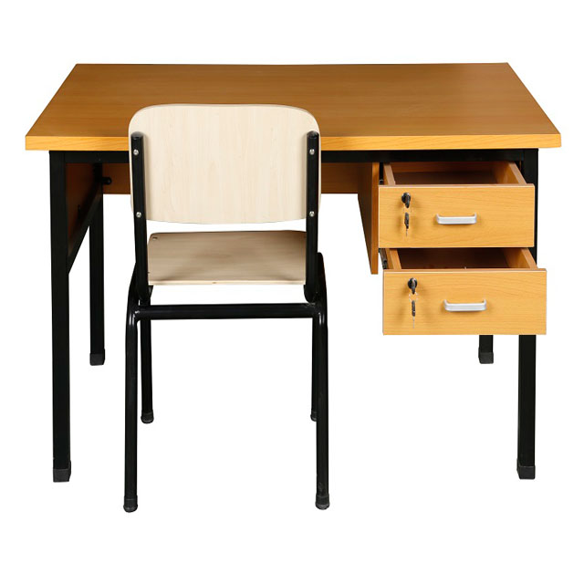 Middelbare School Meubels Goedkope Knock-Down Dubbele Student Bureau En Stoel Mdf Leraar Tafel