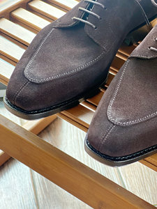 Chaussures Derby en cuir velours inversé pour homme, semelles en cuir, fabriquées à la main, <span class=keywords><strong>Goodyear</strong></span>, nouvelle collection quatre saisons - Product Image 6