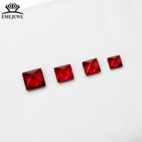 EMEJEWE Pierre de rubis de laboratoire taille princesse, rouge sang de pigeon vif, facettée, avec jeu de couleurs/effet de feu, pour sertissage de bijoux