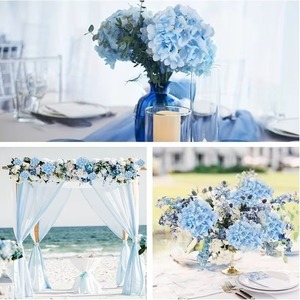 Flores Artificiales con Logotipo Personalizado, Cabeza <span class=keywords><strong>de</strong></span> Hortensia Azul <span class=keywords><strong>de</strong></span> 17 cm, Cuatro Pétalos Densos, Tallo Verde <span class=keywords><strong>de</strong></span> Seda, Decoración para el Hogar y Bodas, Reutilizables - Product Image 5
