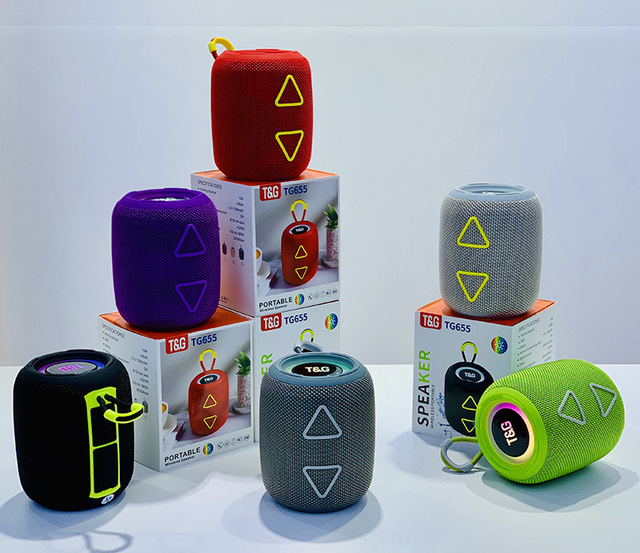 Factory Outdoor Portable Fabric T&G Wireless Speaker Powerful Heavy Bass Sound RGB Light Waterproof Mini Speaker TG655