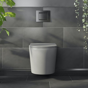 Cuvette de toilette murale suspendue en céramique moderne de bonne qualité, couleurs mates, sans rebord, pour salle de bain - Product Image 3