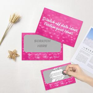 Cartes de date rose Coupons de cartes à gratter Vente en gros Nouveau design Impression numérique Revêtement à gratter Informations sur la <span class=keywords><strong>carte</strong></span> personnalisée - Product Image 4