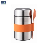 Portable Double Paroi Vide Thermique Boîte À Lunch En Acier Inoxydable Braisé Bécher Silicone Cuillère Isolé Enfant Alimentaire Chaud Couvercles Bébés